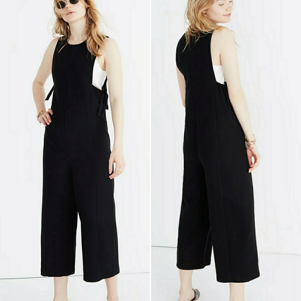 MADEWELL black texture & thread side tie jumpsuit